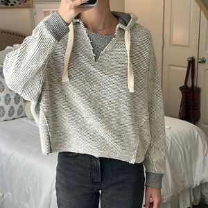 Vintage Havana Gray and Cream Knit Hoodie